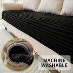 HAOMAIJIA Non-Slip Couch Armrest Covers for Sofa,Fuzzy Couch Arm Covers Set of 2,Washable Thick Soft Recliner Chair Arm Cover Protectors (Black, 23" x 23" 2 Pack)