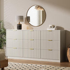 Beige Dresser for Bedroom, 9 Drawer Double Dresser, Modern Chest of Drawers for Bedroom, Living Room, Entryway and Closet, 63" L x 15.7" D x 31.5" H