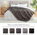 Amélie Home Luxury Striped Faux Fur Throw Blanket for Couch, Embossed Split Fur Cozy Fuzzy Fluffy Luxurious Soft Plush Sofa Chair Bed Gift Blankets for Women Men Wife Friend, 60"x80", Charcoal Gray