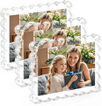 3Pack Magnetic Acrylic Picture Frames 5×7 Inch - Scalloped Photo Frame with 10+10mm Thick Block, Double Sided Clear Frames for Desktop Display | Trendy Home Gift (Clear, 5X7)