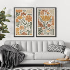 SIGNFORD Framed Canvas Print Wall Art Set Vintage Flower in Pastel Illustration Modern Art Decorative Nordic Nature for Living Room, Bedroom, Office - 24"x36"x2 Black
