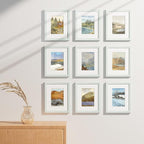 Vittanly 8x10 Picture Frames Set of 9, Shatter Resistant Plexiglass, Display 5x7 Pictures with Mat or 8x10 without Mat, Photo Frames for Wall or Tabletop, Engineered Wood, Vintage Green