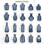 Glass Bud Vases Set of 20, Small Flower Vase in Bulk for Centerpieces, Mini Vintage Blue Vases for Rustic Wedding Vintage Home Table Decor