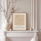 Poster Master Vintage Poster - Retro Minimalist Print - Gift for Artist, Housewarming - Flamingo, Line Drawing, Sketch, Abstract - Wall Decor for Living Room, Bedroom, 8x10 Beige Framed