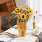 MCMCNCUIU Crystal Glass Vase, Large Crystal Vases for Flowers, Large Flower Vase,Amber Modern Vases for Living Room, Bedroom, Kitchen, Dining Table, Mantle, Wedding, 11 Inches