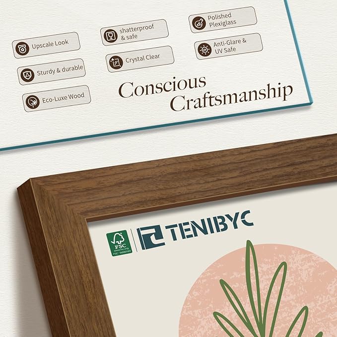 20x30 Poster Frame 3 Pack - Brown Woodgrain, Wood Picture Frame, Wall Gallery Frame - Wall Hanging