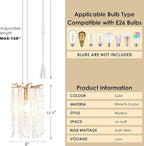MO&OK Plug in Crystal Chandelier 3 Light with 15Ft Cord Modern Pendant Light for Bedroom Mini Antler Hanging Lamp for Kitchen Island Dinning Bedrooms and Hallway