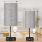 AKASUKI 18Inch Table Lamp with Dual Charging Station, 3 Way Dimmable Touch Lamp for Bedroom, Living Room, Office(LED Bulb Included)