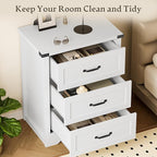 3-Drawer Dresser for Bedroom, Small Wooden Chest of Drawers with Metal Handles, Narrow Storage Cabinet with Anti-Tipping Design, Sturdy Dresser Organizer for Closet, Living Room, Entryway