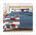 Great Bay Home 3-Piece King/California King Microfiber Quilt Set with Shams - Americana Patchwork Reversible Design - Lightweight, All-Season, Layerable Bedding Set