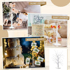 Retisee 4 Pieces Money Tree Gift Card Holder with 12 Clips & 24 LED Lighted Tips 23" White Birch Money Tree for Cash Memo Photo Picture Tabletop Display Christmas Birthday Party Wedding Gifts