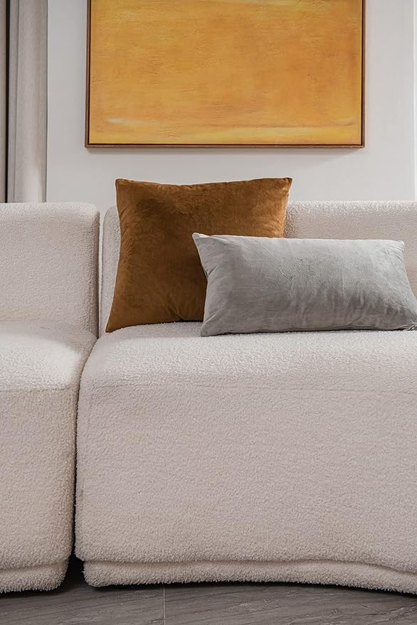 Throw Pillow Cases 16x16 Golden Brown: 2 Pack Cozy Soft Velvet Square Decorative Pillow Covers for Farmhouse Home Decor