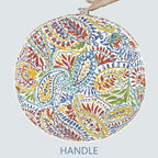 LVTXIII Indoor/Outdoor Inflatable Ottoman, D31 x H14 Inch Large Round Ottoman, All Weather Foot Rest Stool, Portable Footrest for Patio, Garden, Camping and Home - Paisley Multi