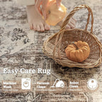 5'x7' Area Rug - Vintage Persian Medallion Design Low-Pile Faux Wool Rug, Non-Slip Backing, Machine Washable, for Living Room, Dining Room, Bedroom (Cream/Taupe)