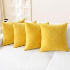 CaliTime Throw Pillow Covers Decorative 18 X 18 Inches Pack of 4 Cozy Chenille Cushion Cases for Couch Sofa Bed Living Room Home Mustard Yellow
