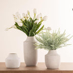 Mitt&Ditt Ceramic Flower Vase, 7.5 inch Off-White Farmhouse Rustic Vase, Handcrafted Weathered Pottery Vases, Small Flower Terracotta Vases for Home Decor, Living Room, Table, Shelf