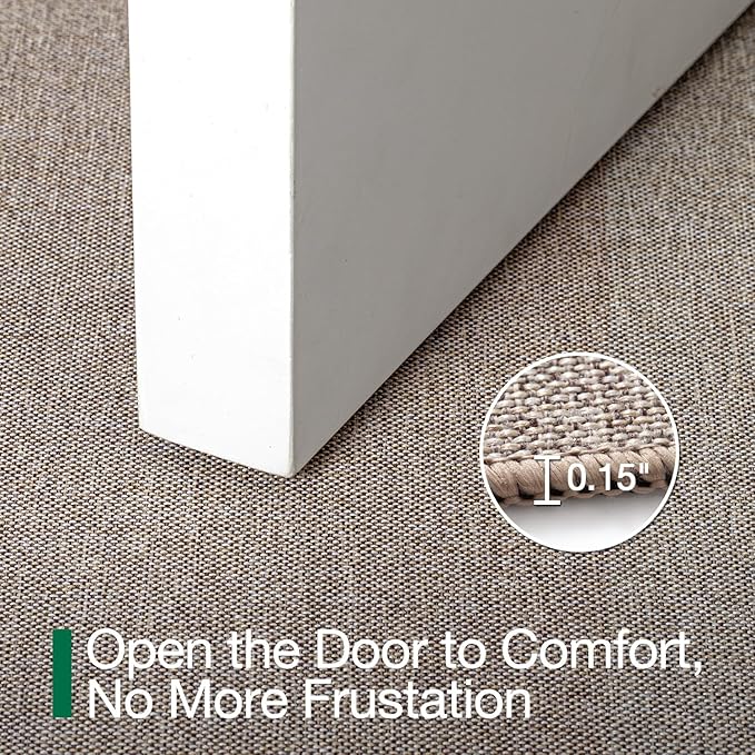 LUMI Ultra Thin Door Mat for Entryway, Low Profile Non Slip Rubber Backing Indoor Doormat, Easy Clean Welcome Entrance Mat for Inside House, Patio,Beige 32"x48"