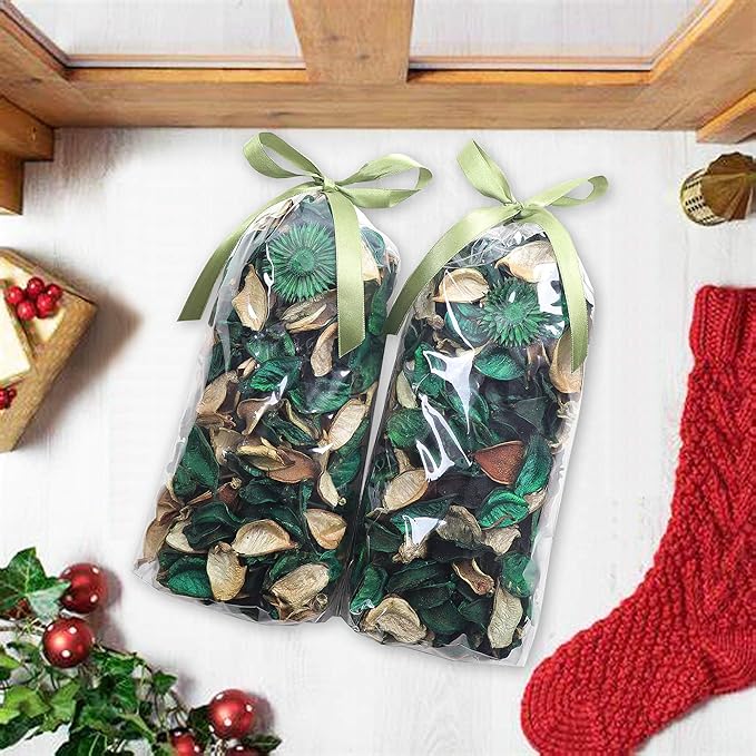 Qingbei Rina Green Potpourri Bag,Evergreen Scented Potpourri Dried Flower,Christmas Decorative Bowl Vase Filler,Home Fragrance, Winter Holiday Table Decor,8.4oz.
