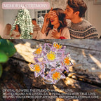 Pink Crystal Flower Ornament with Base Flower Figurine Collections Glass Flowers Bouquet Gift for Women Crystal Christmas Decoration for Home