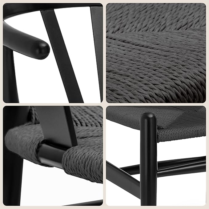 POLY & BARK Weave Chair Set of 2 in Pitch Black