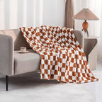 LOMAO Throw Blankets Flannel Blanket with Checkerboard Grid Pattern Soft Throw Blanket for Couch, Bed, Sofa Luxurious Warm and Cozy for All Seasons (Maple Brown, 90"x90")