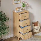 4 Drawer Dresser for Bedroom 36.81''Tall Modern Chest of Drawers with Fluted Panel Wood Storage Dresser Organizer with Deep Drawers for Nursery Living Room Hallway (1, Wood Color)