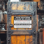 No Soliciting Sign for House Front Door - Funny Metal Tin Signs Room Decor Door Knockers Please Be Aware Warning Yard Sign, Home Bedroom Wall Art Decorations 8x12 Inch