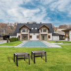 Patio Footstools Outdoor Foot Rest Aluminum Ottomans Samll Seat Wicker Furniture Patio Ottoman 2 Pieces Brown