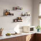 16’’White Floating Shelves for Wall Set of 4,Rustic Wood Shelf for Room Decor/Storage/Display,Small Bookshelf,Wall Mounted Hanging Shelves for Bedroom, Bathroom, Living Room, Kitchen