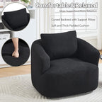 Swivel Accent Chair,360° Rotating Barrel Chair,Teddy Fleece High-Resilience Sponge Single Sofa, Easy Assembly for Living Room, Bedroom, Apartment Black