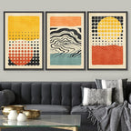 SIGNWIN Framed Canvas Print Wall Art Set Mid-Century Colorful Polygon Collage Abstract Geometric Illustrations Graffiti & Street Art Modern Art for Living Room, Bedroom, Office - 16"x24"x3 Black