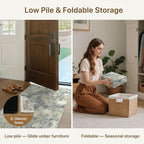 Area Rugs 10x12 for Living Room Bedroom, Modern Abstract Machine Washable Rug, Large Soft Low Pile Floor Carpet with Non Slip Backing for Dining Room, Light Gray Blue