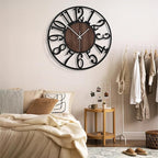 1st owned 40" Large Display Wall Clock for Home Decor - Silent,Battery Operated,Black Metal, Modern, Rustic Wood Clocks for Living Room,Farmhouse,Dining Room,Bedroom,Shop Wall Decor- Arabic Numerals