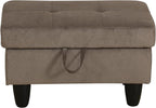 Ottoman Rectangular Storage Ottoman Bench, Flannel Footrest Stool Footstool with Lid for Living Room, Bedroom, Entryway, Brown, 28.5"x19"x17.5"