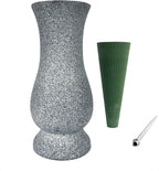 In Ground Headstones for Grave Decorations Memorials for Cemetery Vases for Flowers with Spikes (Floral Foam is Included)