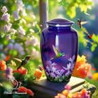 Olivia Memorials Urn for Ashes Women Men Adult | Hummingbird Urn for Female Male | Free Pendant Necklace | Human Funeral Decorative Purple Urn for Mom Dad Pet Dog