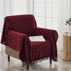 inhand Knitted Throw Blankets for Couch and Bed, Soft Cozy Knit Blanket with Tassel, Claret Lightweight Decorative Blankets and Throws, Farmhouse Warm Woven Blanket for Men and Women, 60"x80"