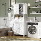 ANWBROAD 67” Bathroom Storage Cabinet Tall Storage Cabinet with Adjustable Shelves and Drawers Freestanding for Bathroom Kitchen Pantry Living Room Cabinet USBC002W