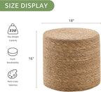 Wimarsbon 18'' Ottoman Pouf, Natural Braided Poof, Rustic Handweave Lounge Pouffe, Boho Footrest Stool for Bedroom, Accent Table for Living Room (18inch Natural Cattail)
