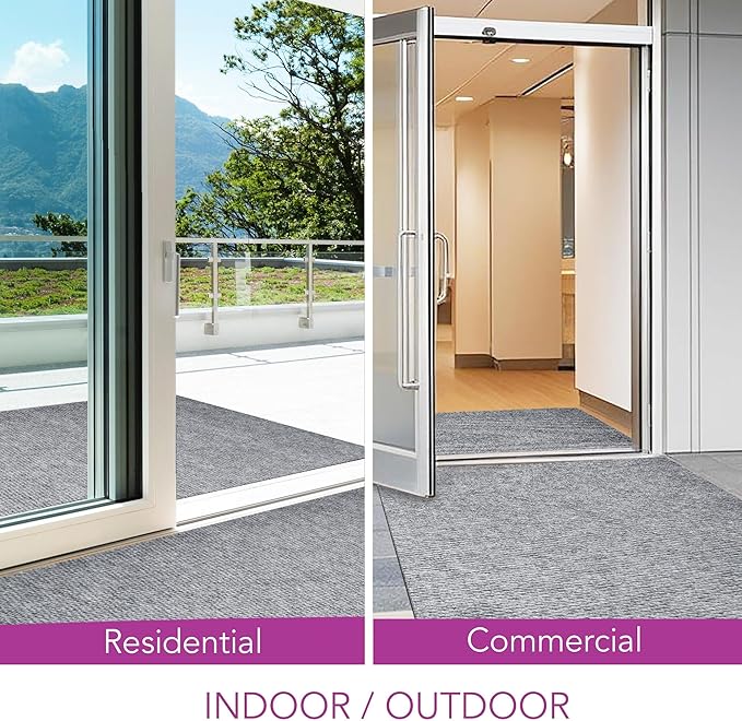 iCustomRug Hallway Runner Rug – 3x12ft Grey, Indoor/Outdoor, Non-Slip Rubber Backing, Low-Profile All-Weather Carpet, Non-Shedding & Easy Care, Entryway Mat Ideal for High Traffic Areas