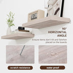 48 Inch Floating Shelves, 3D Textured Wood Grain, 48"x9.25"x1.5" Inch Deep Floating Shelves for Wall, Wooden Shelves for Bathroom, Bedroom, Living Room, Washed White