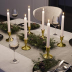 Brass Gold Taper Candle Holders Set of 2, Vintage Metal Candlestick Holders for Dinner Room Table Centerpiece or Mantel Wedding Party Decor