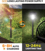 AOSEA 2 Pack Solar Outdoor Lights, IP 65 Waterproof Solar Powered Driveway Lights, Auto On/Off Path Landscape Lighting for Yard, Patio, Landscape, Pathway, Cool White
