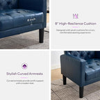 TYBOATLE Accent Chairs Set of 2 Comfy Living Room Chair Leather Tufted Mid Century Modern Accent Chair, Small Cozy Reading Arm Chair for Office, Bedroom (2, Blue)