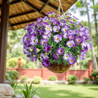 UV Resistant Artificial Petunias 8PCS 13.3In Fake Flowers Artificial Flowers for Outdoors Silk Flowers Fake Hanging Basket Plants Suitable for Outdoor Porch Decor Patio Decor,Light Purple