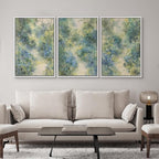 SIGNWIN Framed Canvas Print Wall Art Blue and Green Floral Impressionist Nature Scene Photography Modern Art Minimalist Black and White for Living Room, Bedroom, Office - 16"x24"x3 White