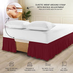 Utopia Bedding King Elastic Bed Ruffle - Easy Wrap Around Ruffle - Microfiber Bed Skirt with Adjustable Elastic Belt 16 Inch Tailored Drop - Hotel Quality Bedskirt, Fade Resistant (King, Burgundy)