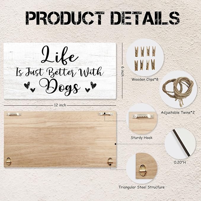 Dog Grandparents Gifts Picture Frame Photo Holder for Wall, Dog Lovers Gifts for Women Owners Dog Mom, Dog Gifts for Grandma Grandpa, Funny Gifts, Best Dog Ever Gifts Gifts Hanging Photo Display