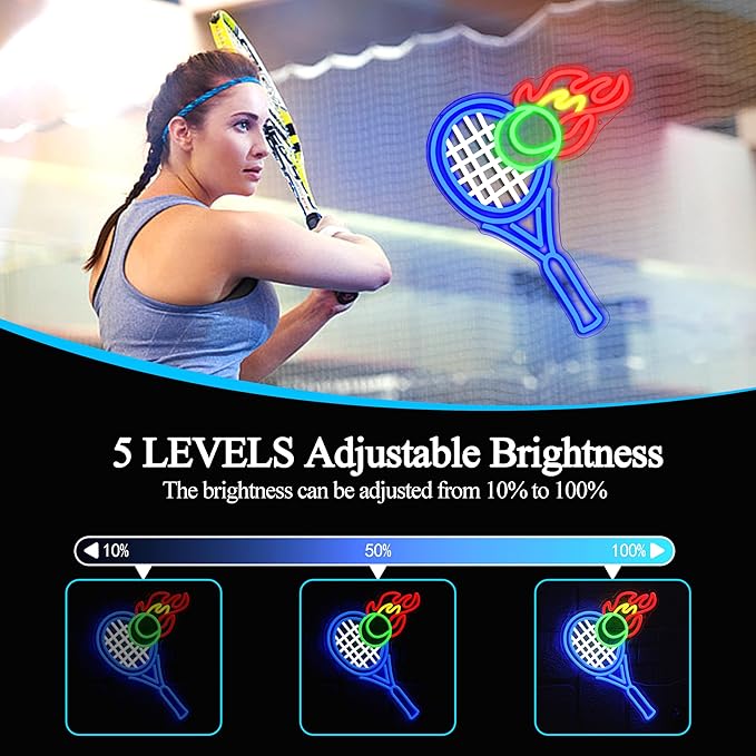 Tennis Neon Sign for Wall Decor,Usb Powered Led Ball Sign Sports Neon Light for Tennis Lovers Gift Sports Club Gym(16.54 * 12.6In)