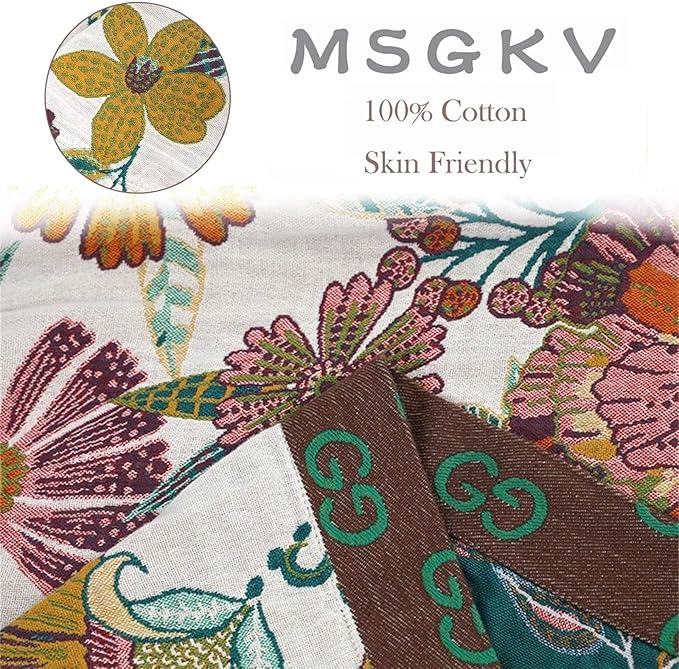 MSGKV Boho Throw Blanket for Bed Couch,100% Cotton Blankets 80''x 90'', Reversible Versatile Muslin Blanket, Super Soft Warm Boho Bedding Blankets